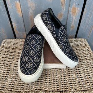 Tory Burch Ladybug T Monogram Slip On Sneaker Inverse Navy Sz 8